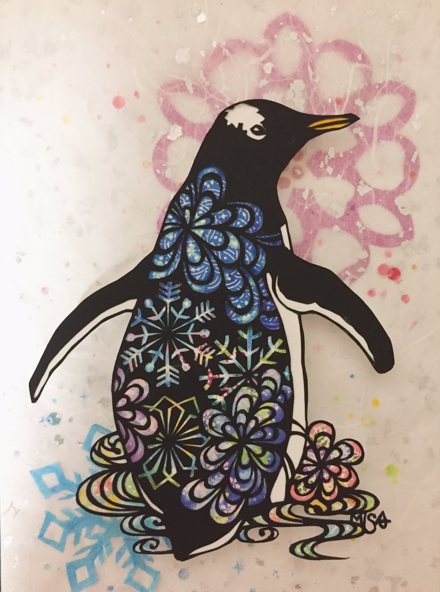 ポップアップ切り絵「ペンギン合コン」