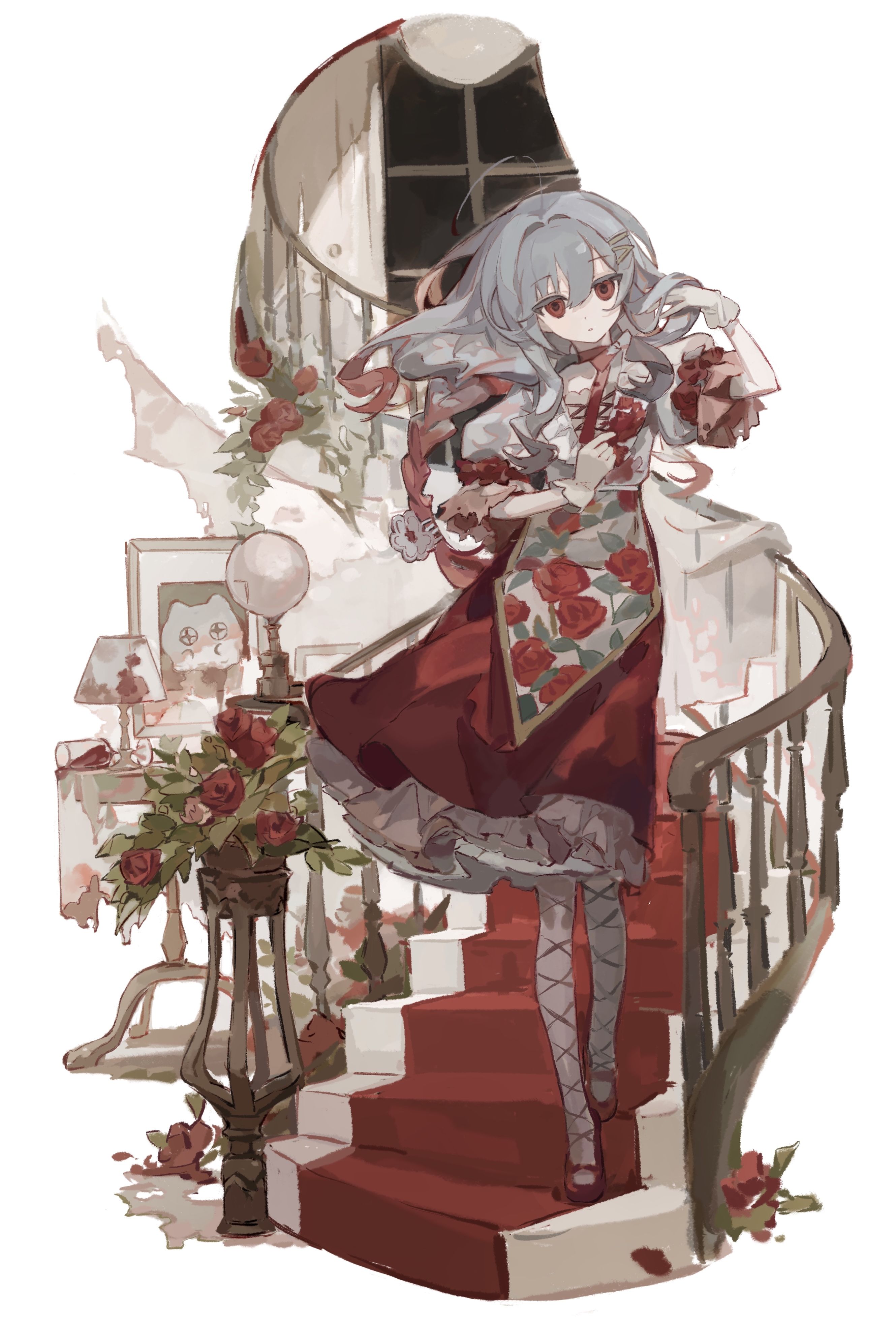 アニメキャラクター グラフィックアート 赤い背景 フレーム付き A2