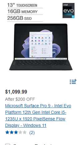 Microsoft Surface Pro 9 i7 16GB 256GB w/ KB + Slim Pen 2 for $1499