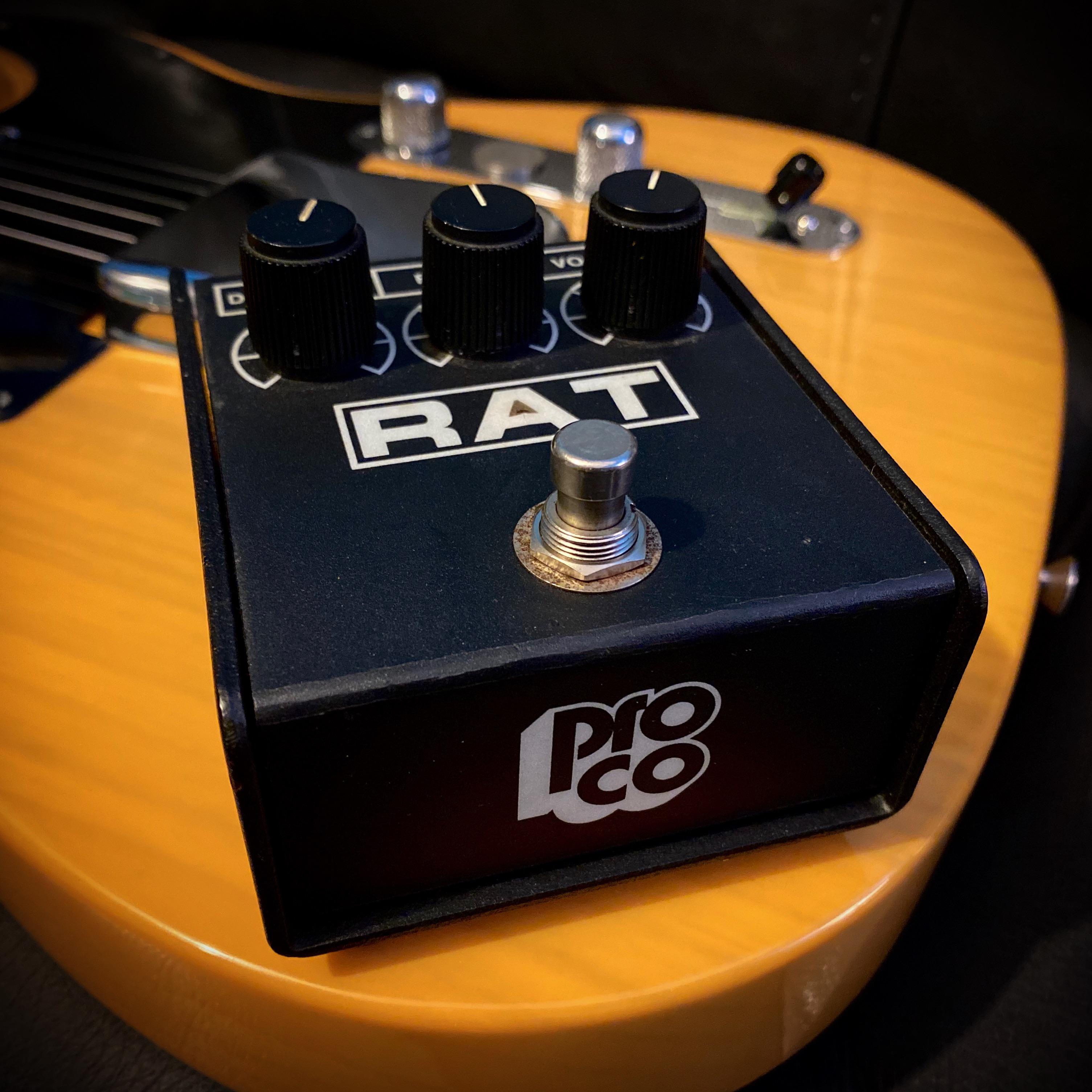 1995 ProCo Rat with LM308N chip. The first distortion/fuzz pedal I