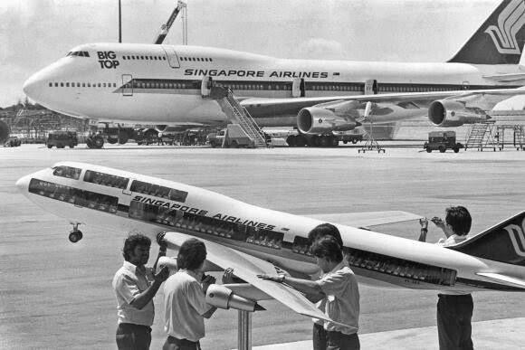 Singapore Airlines 747-300 in the background, with a 14 ft cutaway