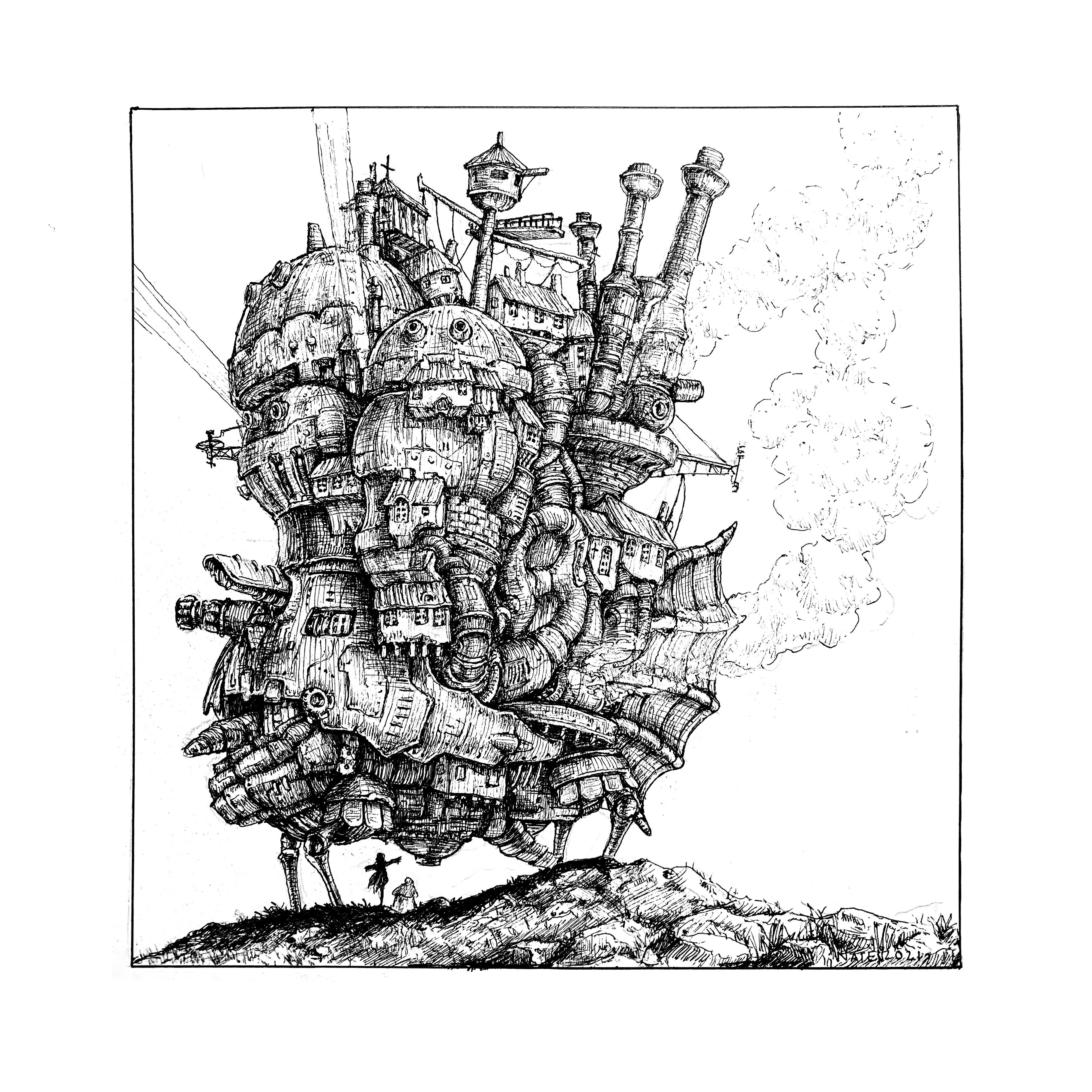 ハウルの動く城のペンとインクのイラスト : r/ghibli