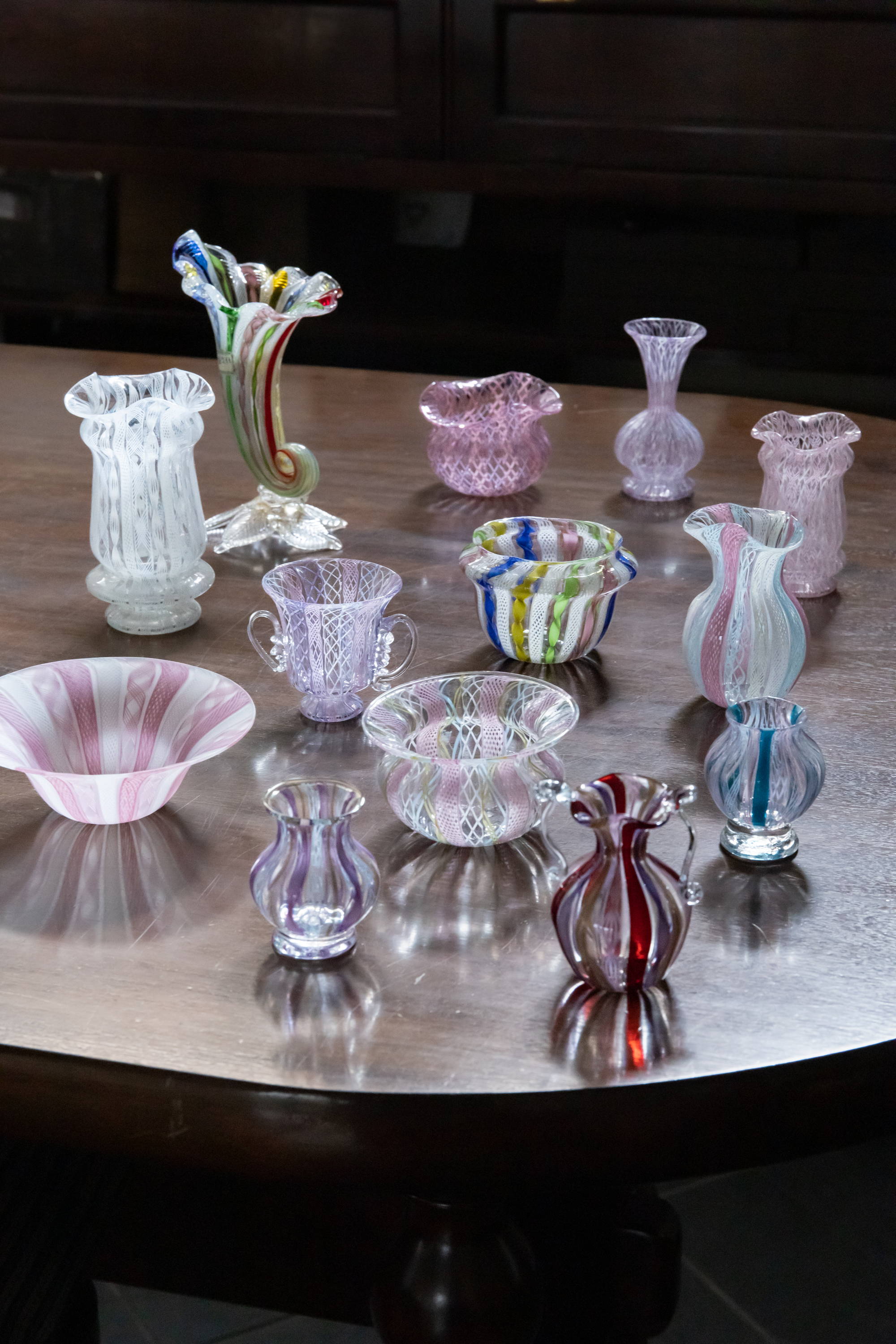 ムラーノガラス ヴェネチアングラス 花瓶とガラスの容器セット