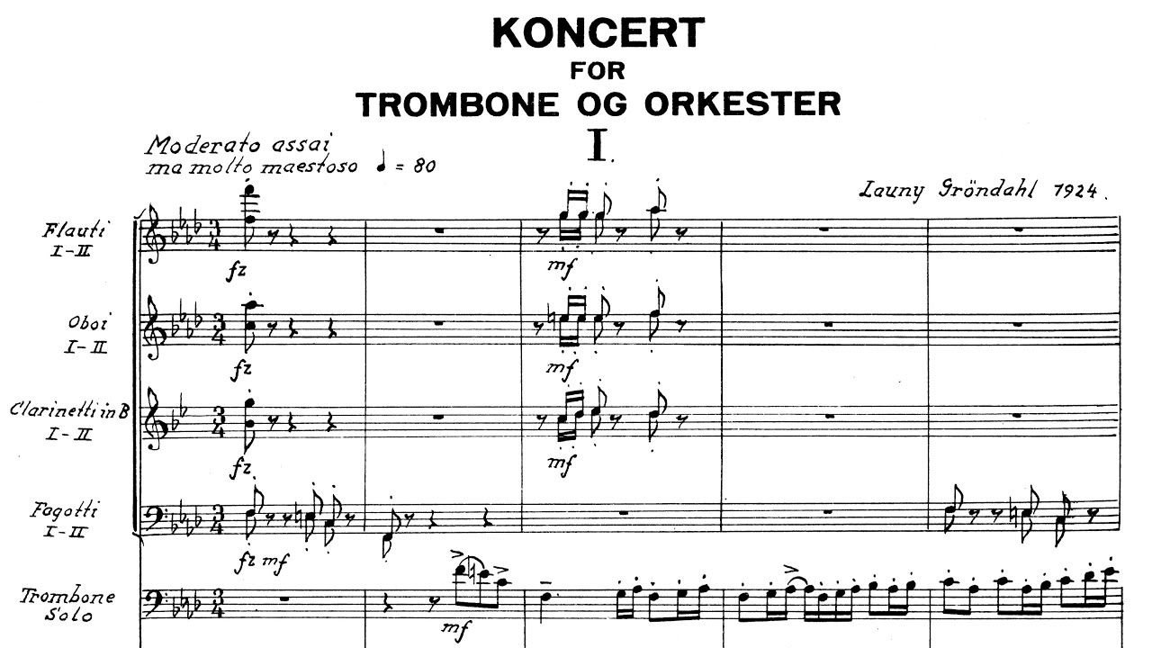 Full Score] Launy Grøndahl - Concerto for Trombone and Orchestra