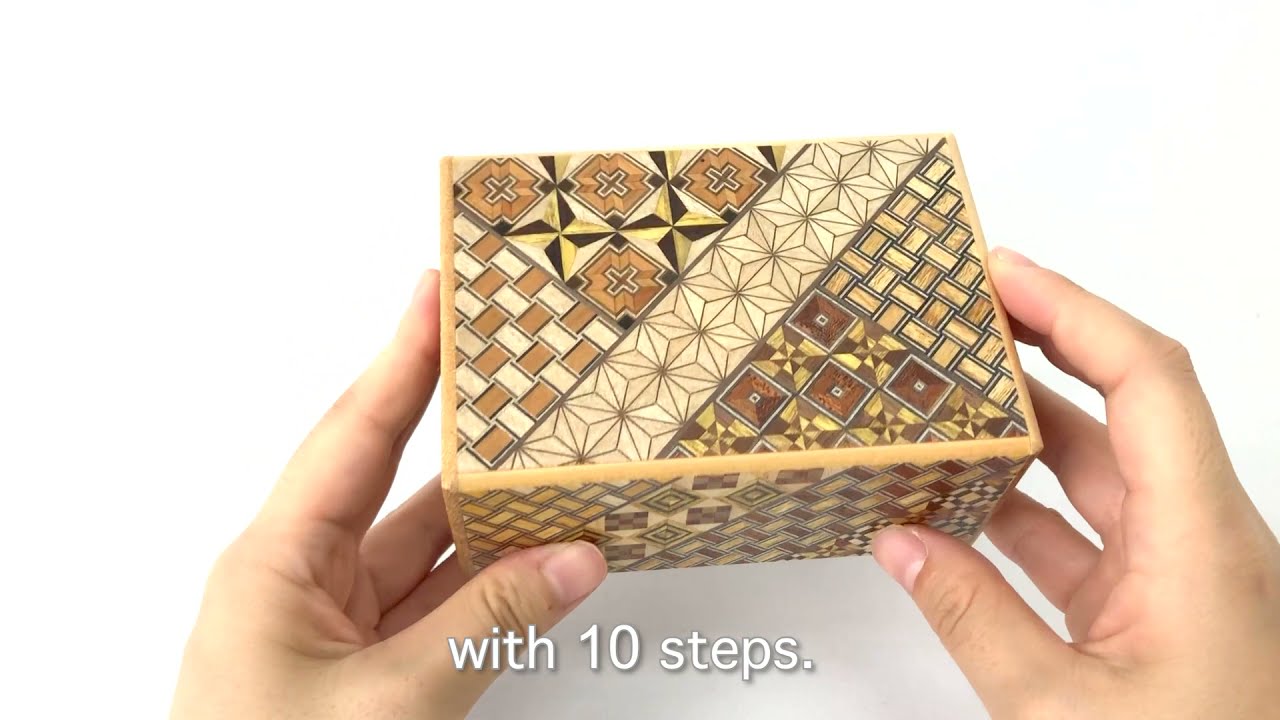 How to open a 4 sun 10 step Yosegi Secret Box【寄木細工秘密箱4寸10