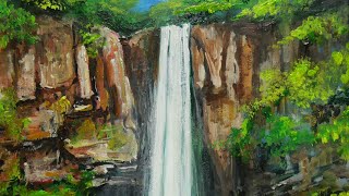 油彩絵 題名「七つ滝」 油彩絵題名「七つ滝」