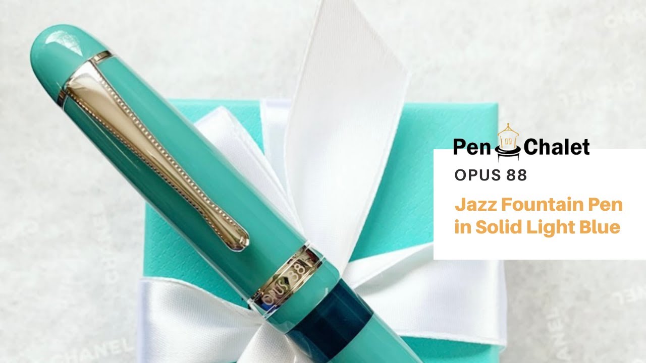 Opus 88 Jazz Fountain Pen in Light Blue Unboxing and Review - YouTube