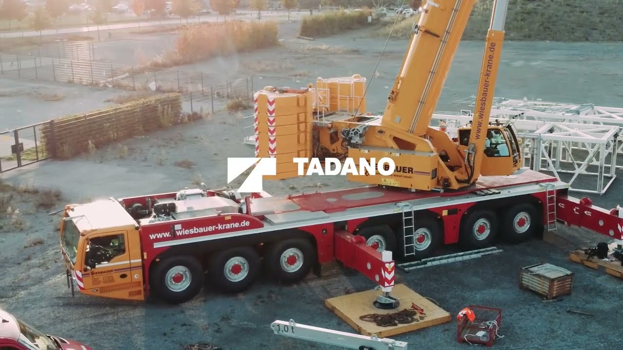 Tadano AC 7.450-1 erects tower crane prototype - YouTube