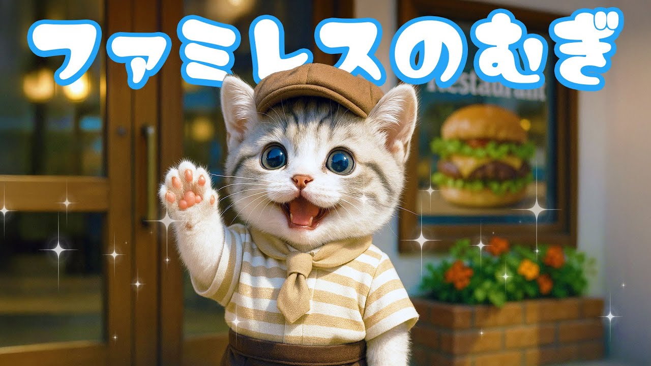 社畜ねこのむぎ】いらっしゃいませ!! ファミレスバイトを始めたむぎの1