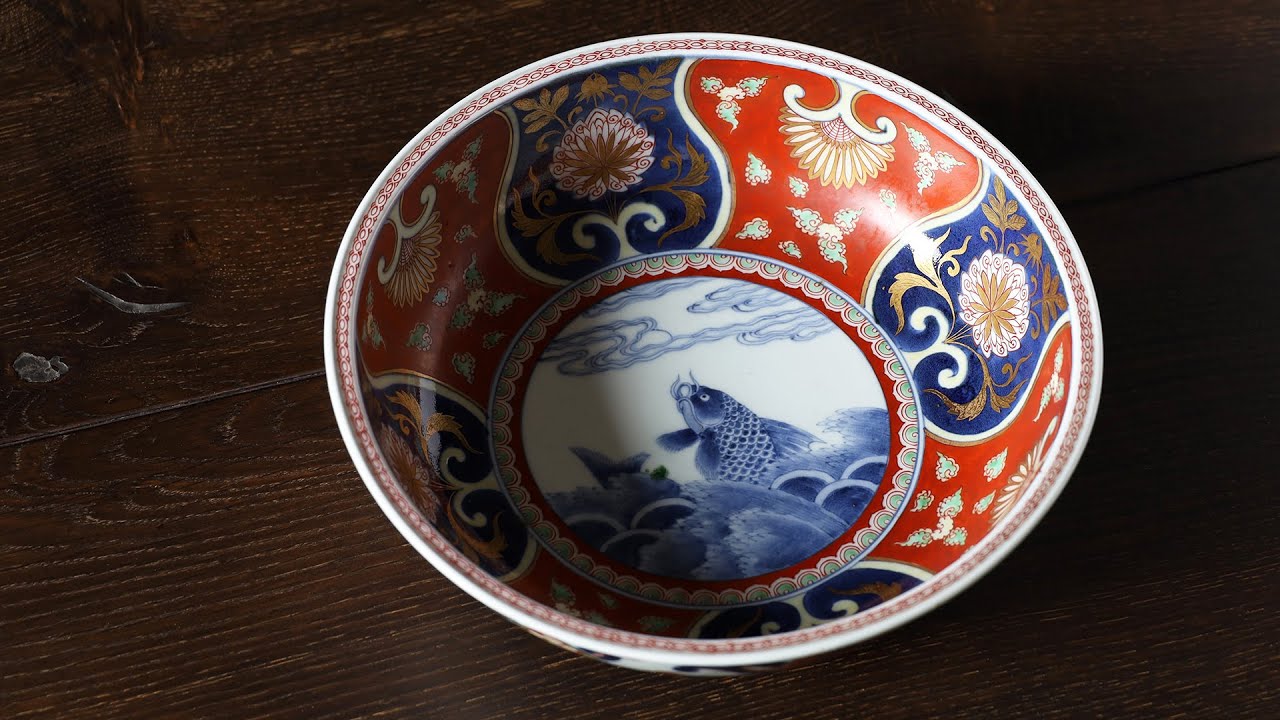 636 骨董 アンティーク 古伊万里 染付 豪華絢爛 色絵鉢 大 1点 幕末 古