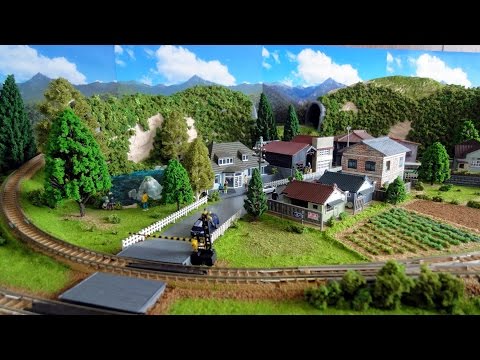 Nゲージ ジオラマ 田舎の風景 44cm×38cm ミニジオラマ 田舎の風景
