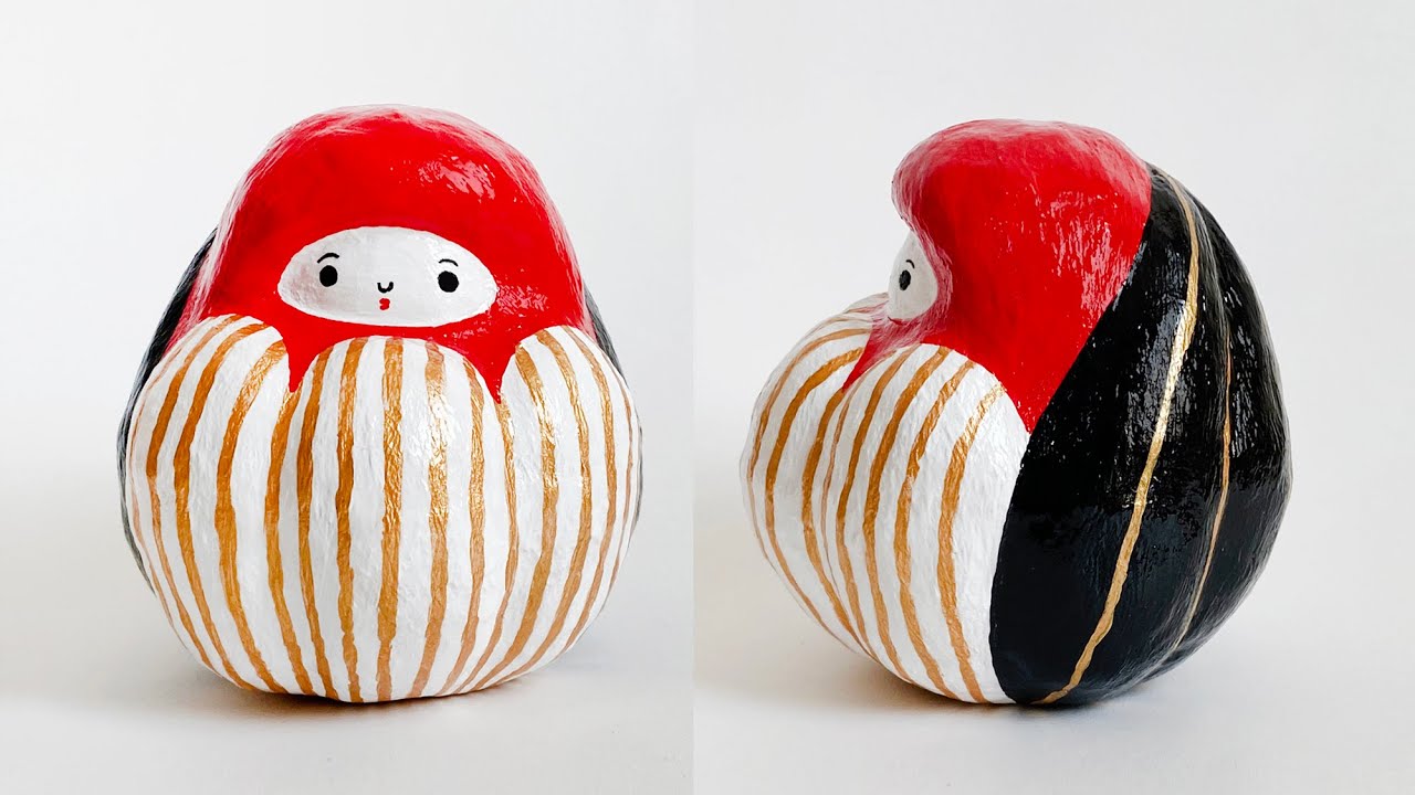 ダルマの張り子をつくる｜Papermache Daruma doll - YouTube