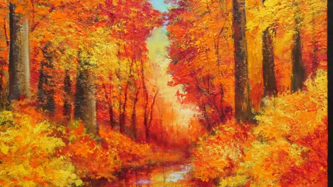 ホアンキエム湖での晩秋 (油絵)ホアンキエム湖での晩秋 (油絵