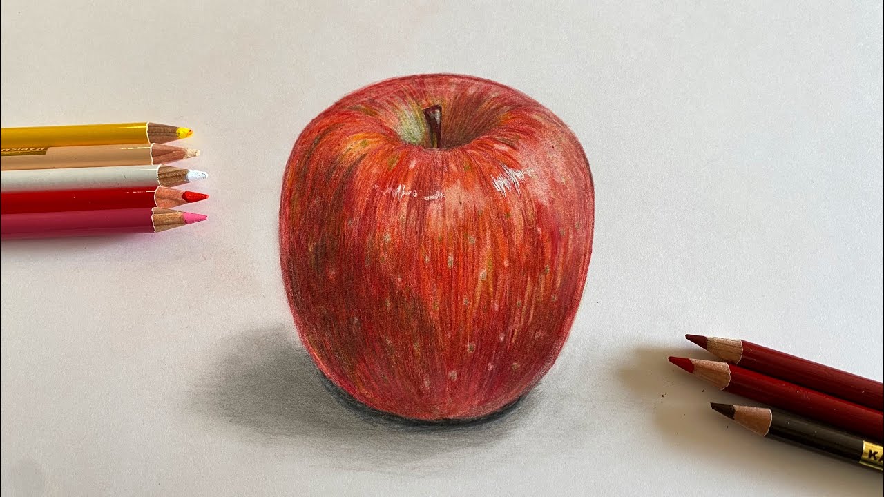 色鉛筆】りんご apple with colored pencils - YouTube