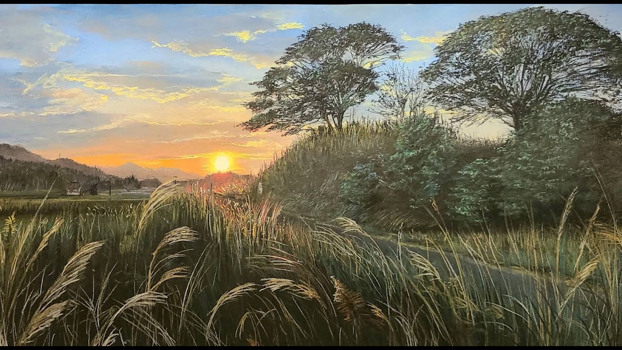 パステル画#127『特等席』 Pastel Painting softpastelart 風景画 絵の