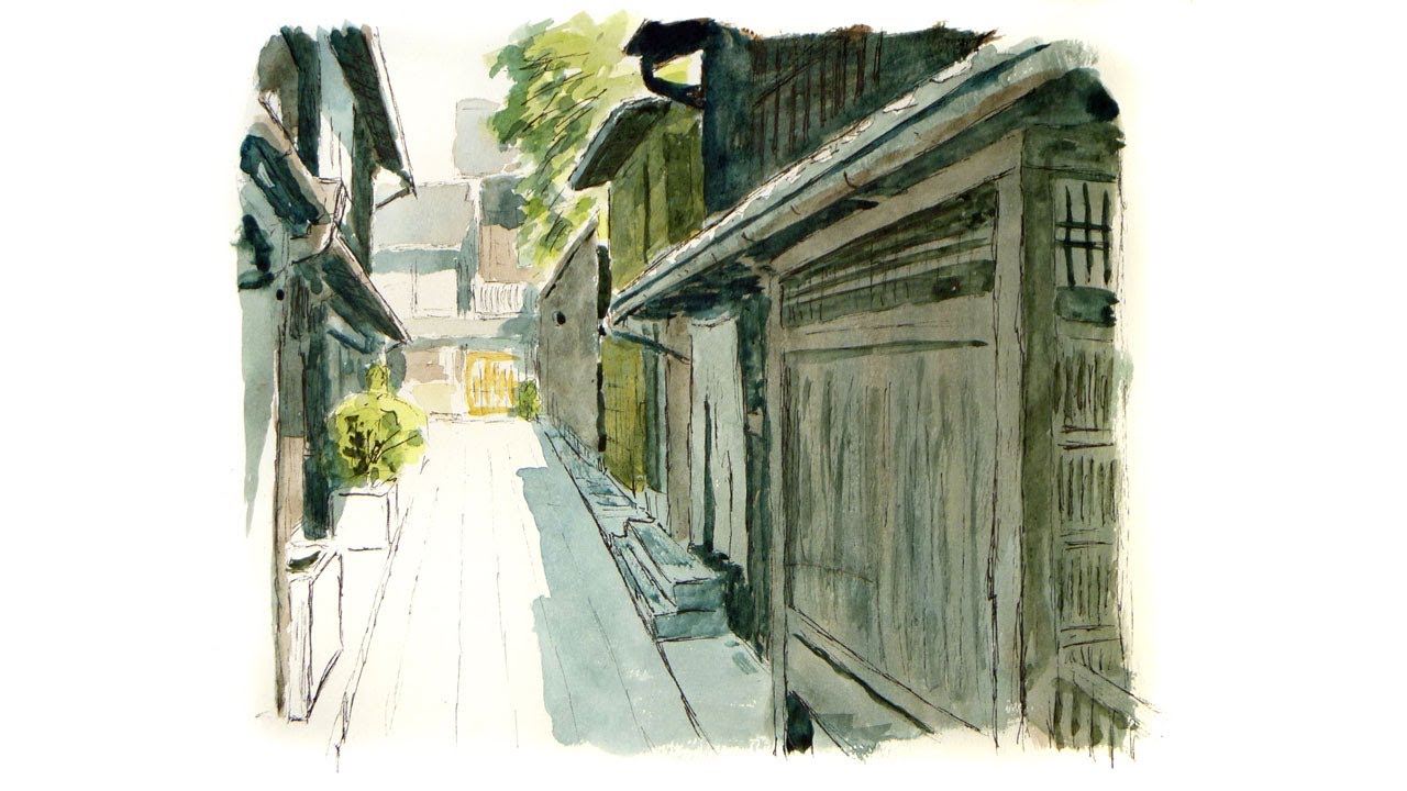 京都の路地裏」 手描き 油絵 油彩画 風景画 原画 京都 【公式通販】