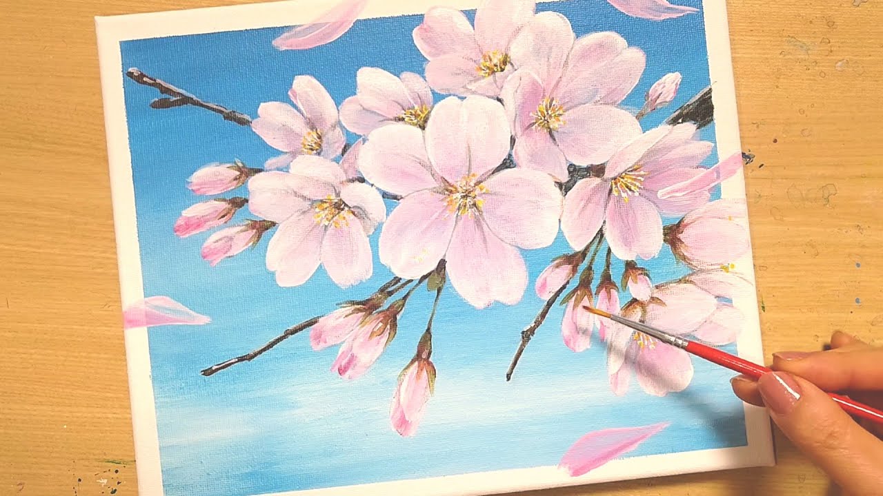 How to draw [cherry blossoms] with acrylic paint /Simple acrylic