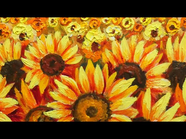 油絵】【空と雲のひまわり畑】 #油絵 #手書き #アート #絵画販売 #絵画