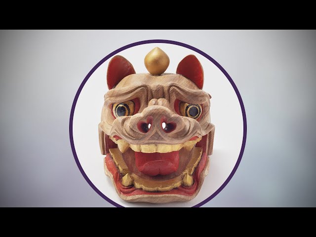 厄除けに、獅子が吠える 開運獅子頭 （北澤木彫刻所） - YouTube