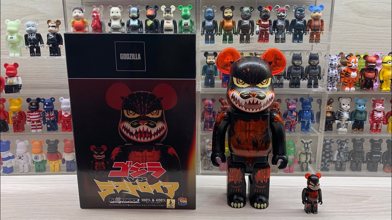 Bearbrick: Godzilla Meltdown Clear Orange Version - Unboxing - YouTube