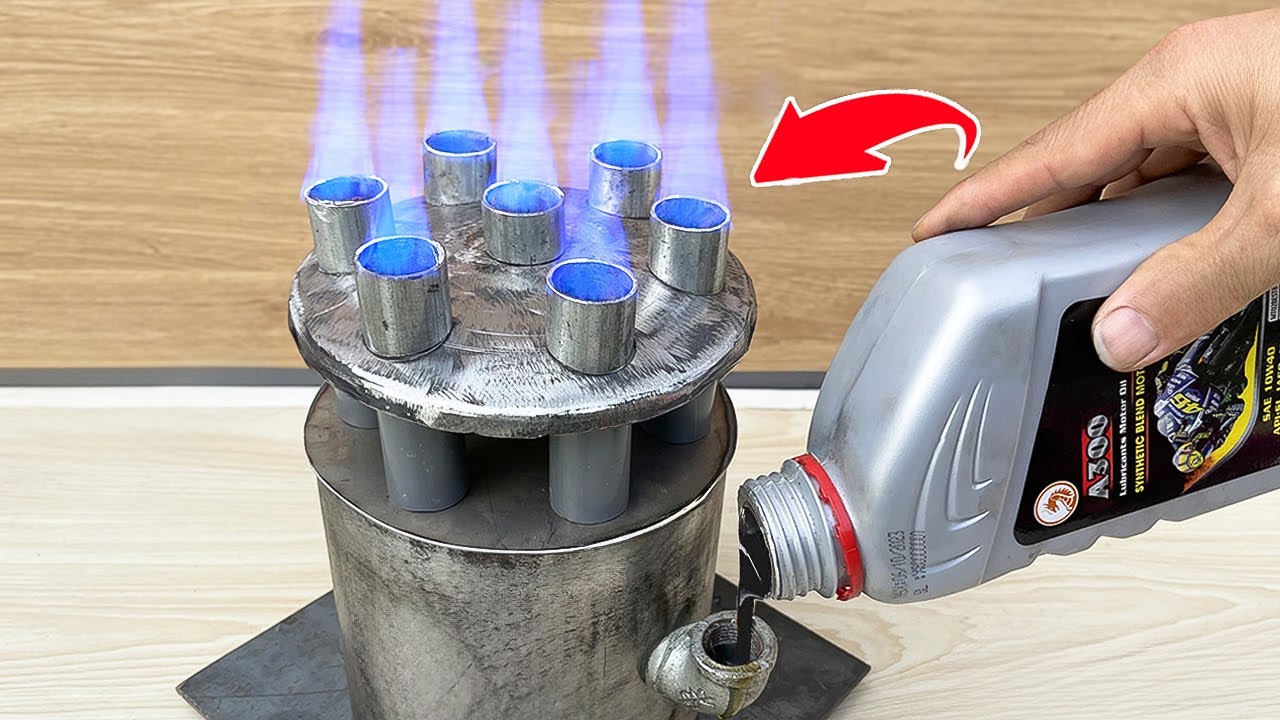 廃油ストーブ 小型 waste oil stove 小型廃油ストーブ自作 - YouTube