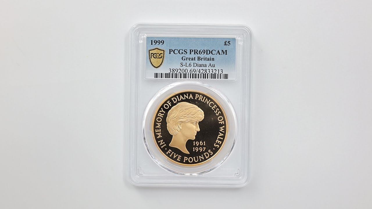 委託販売 1999 英国 ダイアナ妃追悼記念 5ポンド 金貨 プルーフ PCGS