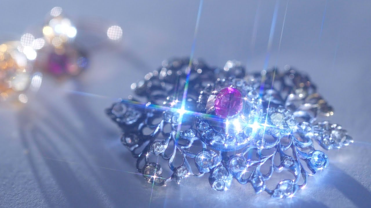 ジョージアンブローチ|82石約1CTダッチローズカットダイヤ&約0.75CT