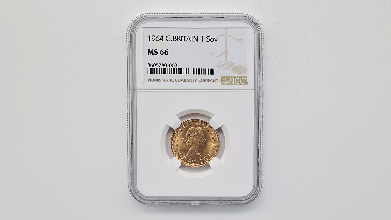 1964 英国 エリザベス2世 ソブリン 1ポンド（1ソブリン）金貨 NGC MS