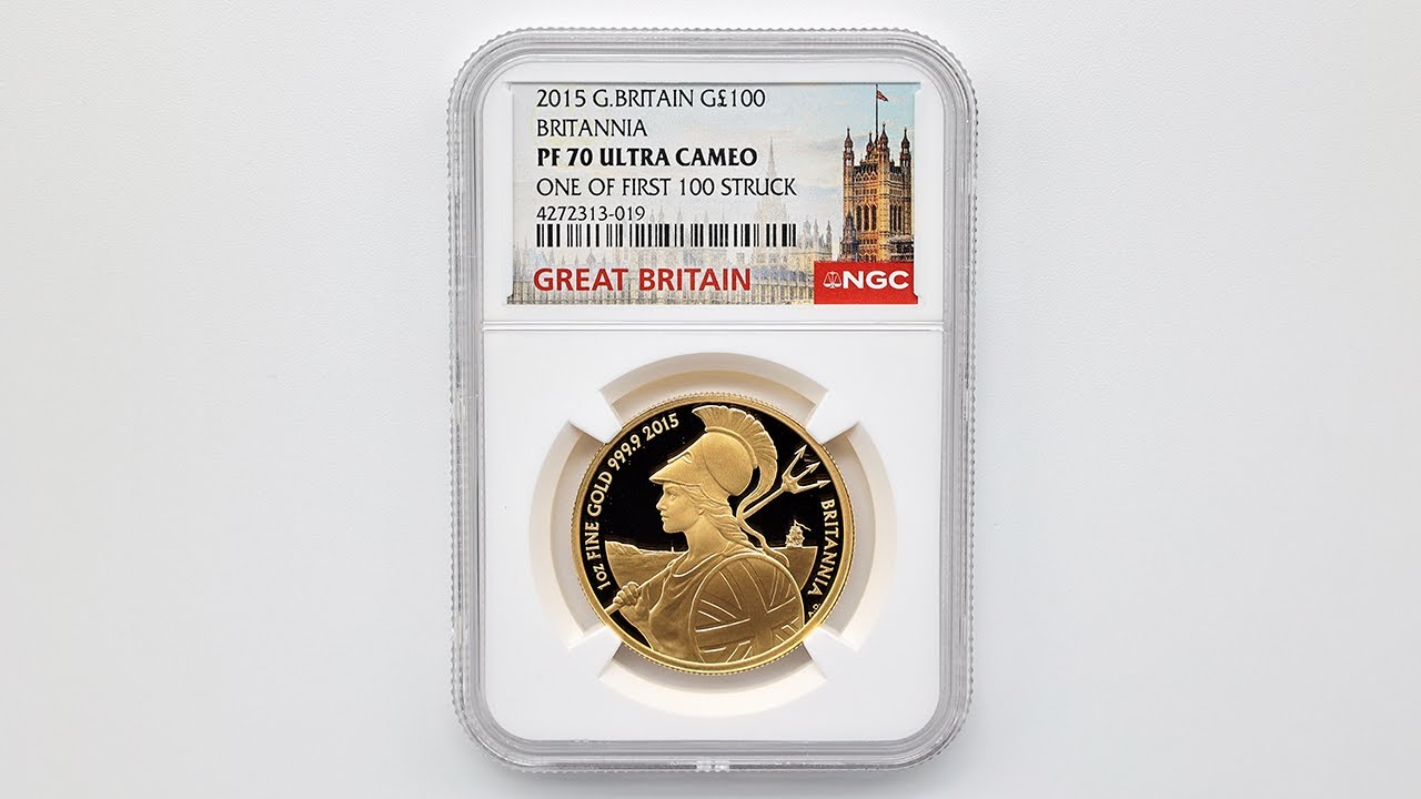 2015 英国 ブリタニア 100ポンド 金貨 1オンス プルーフ NGC PF 70 UC