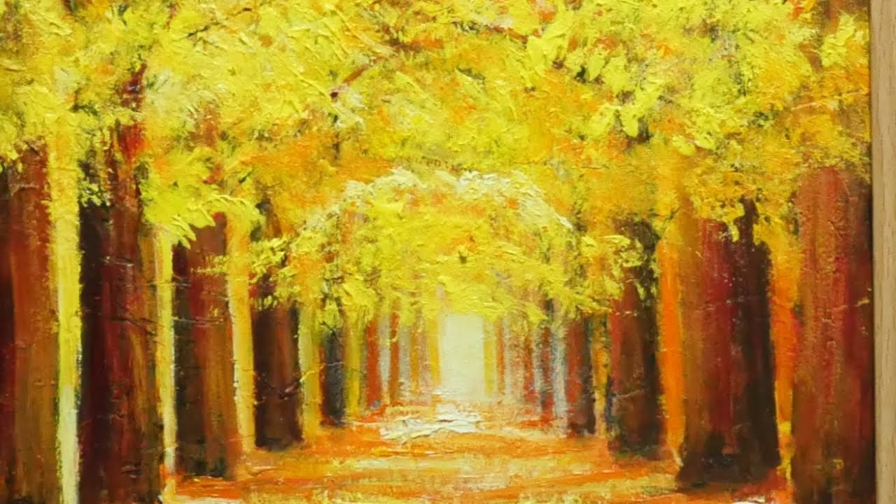 油絵】【イチョウ並木】#油絵 #手書き #アート #絵画 #絵 #油彩画