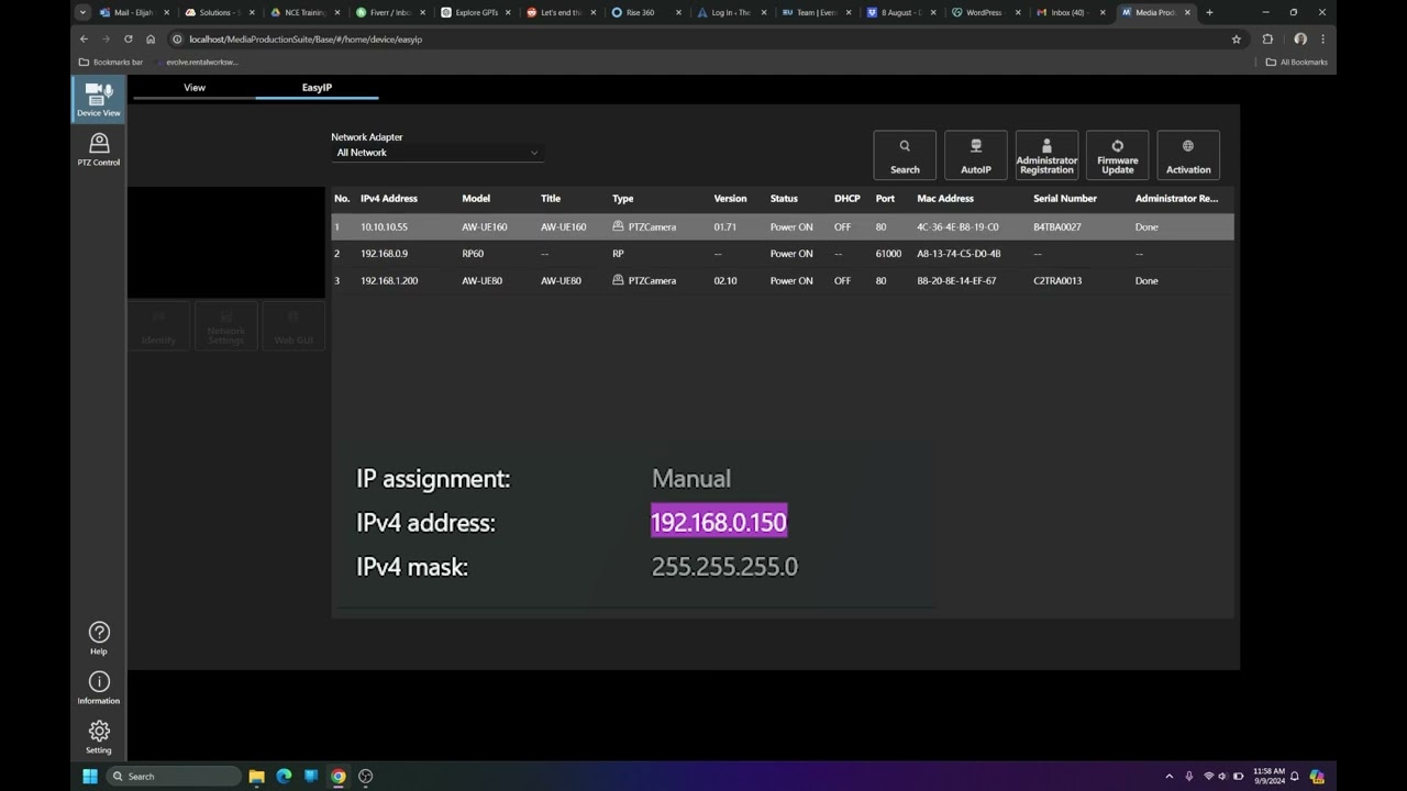 Remotely Setting IP Addresses for Panasonic PTZ Cameras with MPS