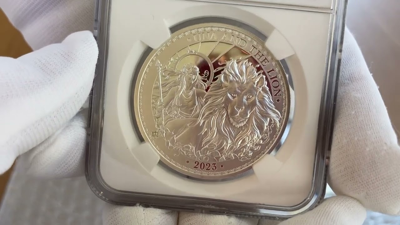 2023 ウナとライオン 1oz £1ゴールドプレート銀貨 NGCPF70UC② 2023