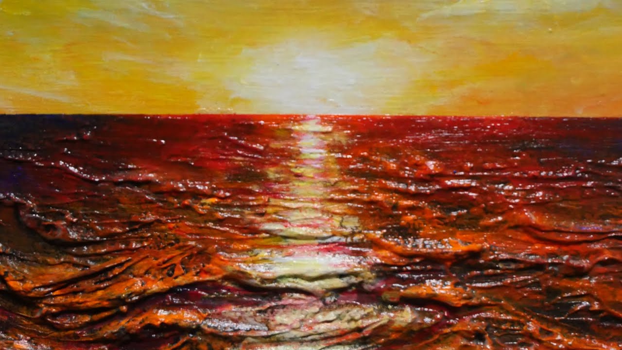 油絵】【水平線に沈む夕日】 #油絵 #手書き #アート #絵画 #絵 #油彩画