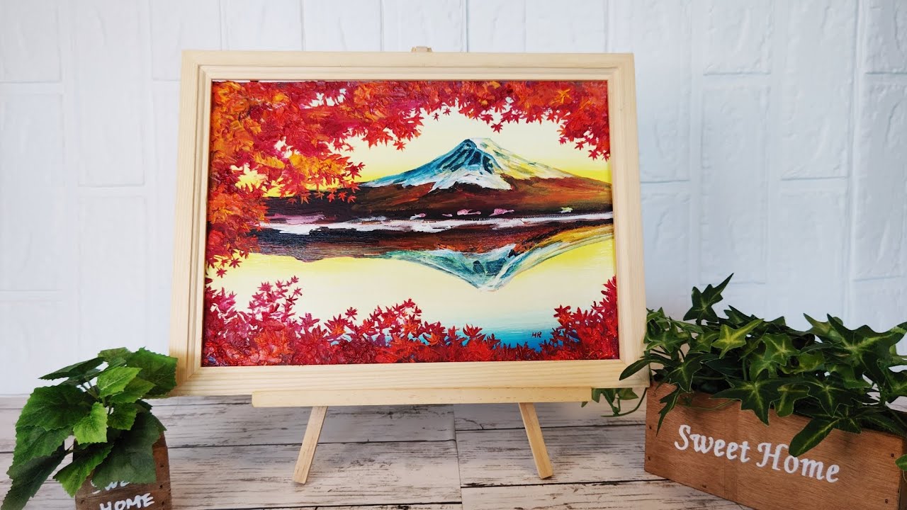 油絵】【雲海の朝焼けに染まる富士山】#油絵 #手書き #アート #絵画