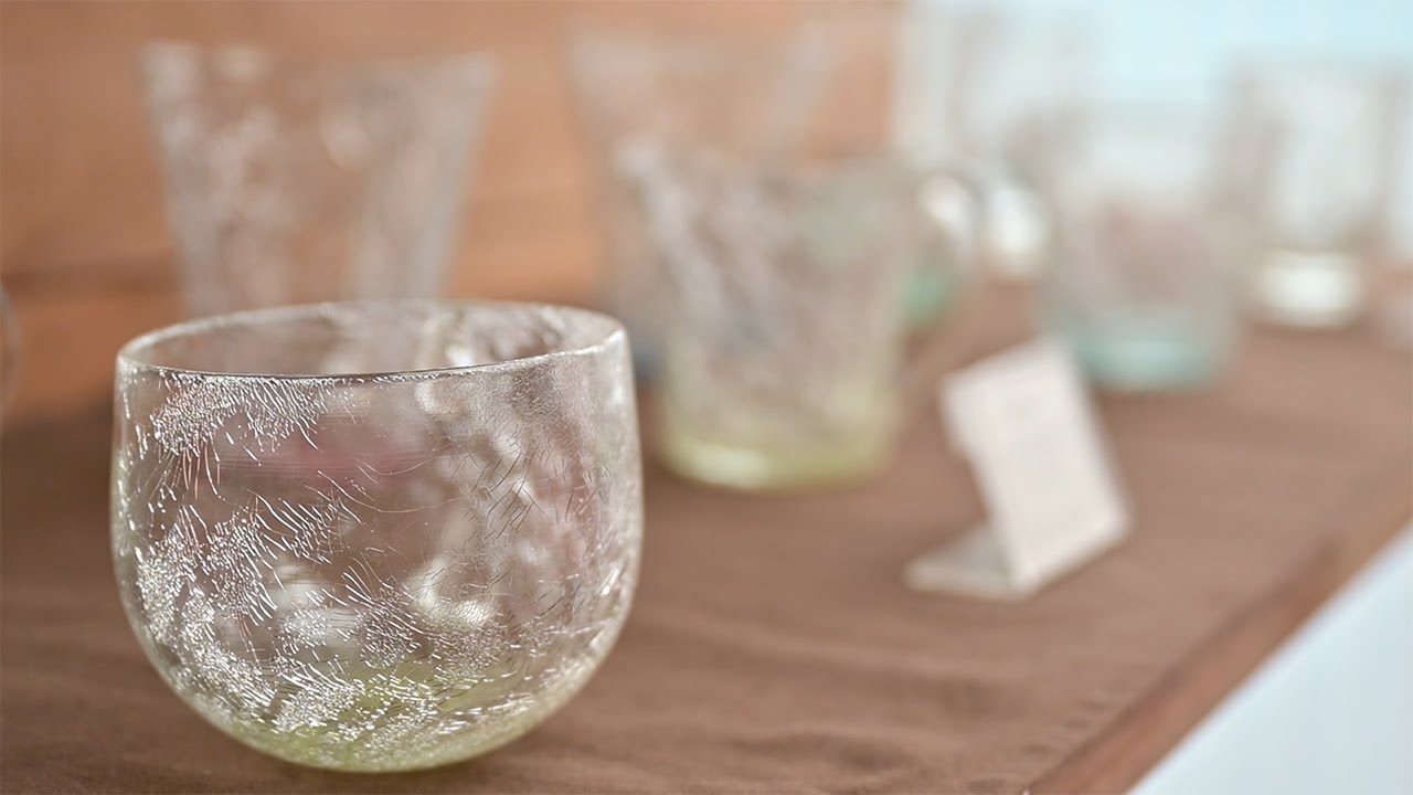 How to make glassware with cracked pattern 雪花ガラス. Glass