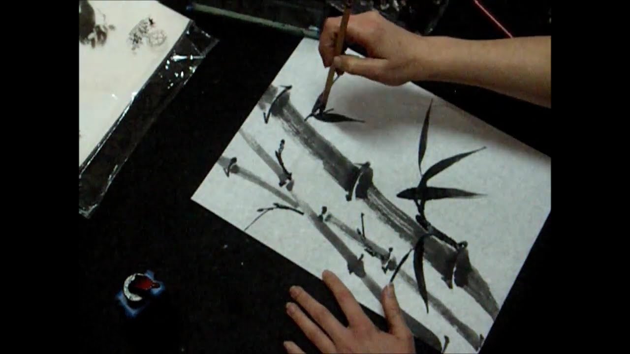 Ogawa Ryu - Sumi-e Bamboo Painting for Student Level 1 with Insect
