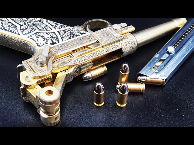 彫刻入り金属製のルガーP08！ゲーリングルガー（ゴールドルガー）の