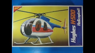 Classic 1/20 Nichimo Hughes H-500 Helicopter model kit box & sprue