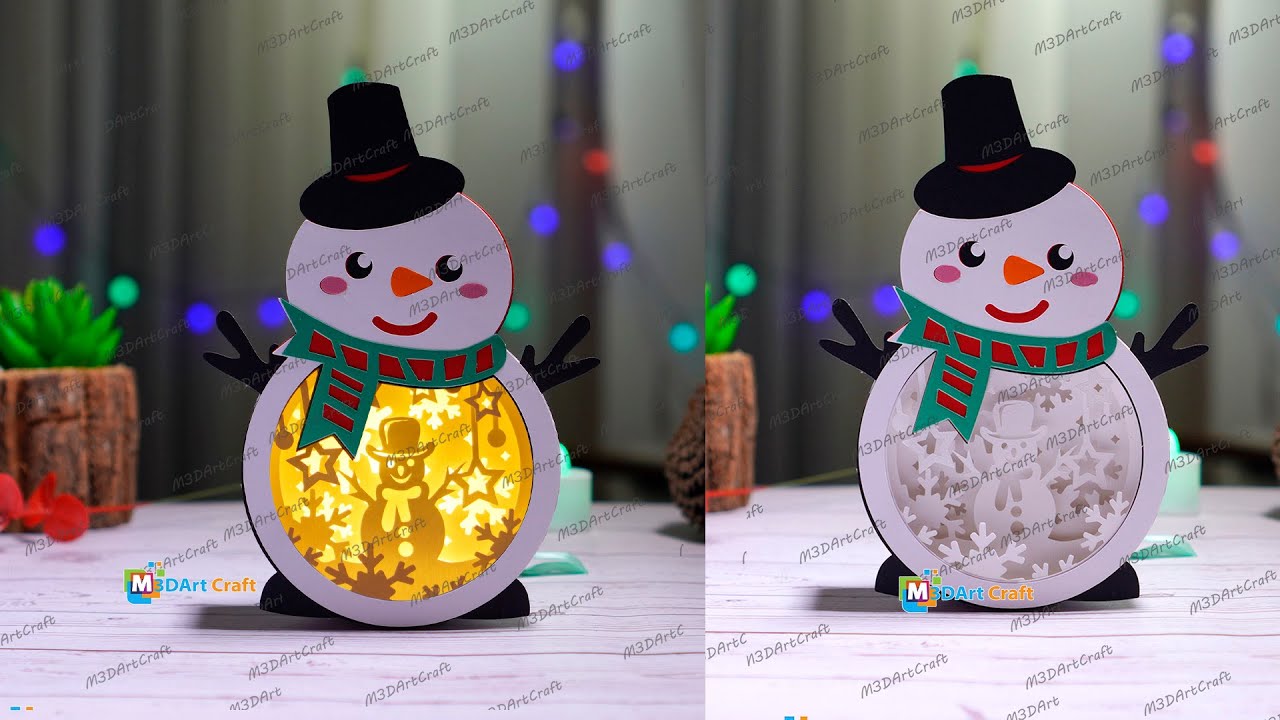 How to make Snowman Hanging Shadow Box 3D Christmas Lantern for