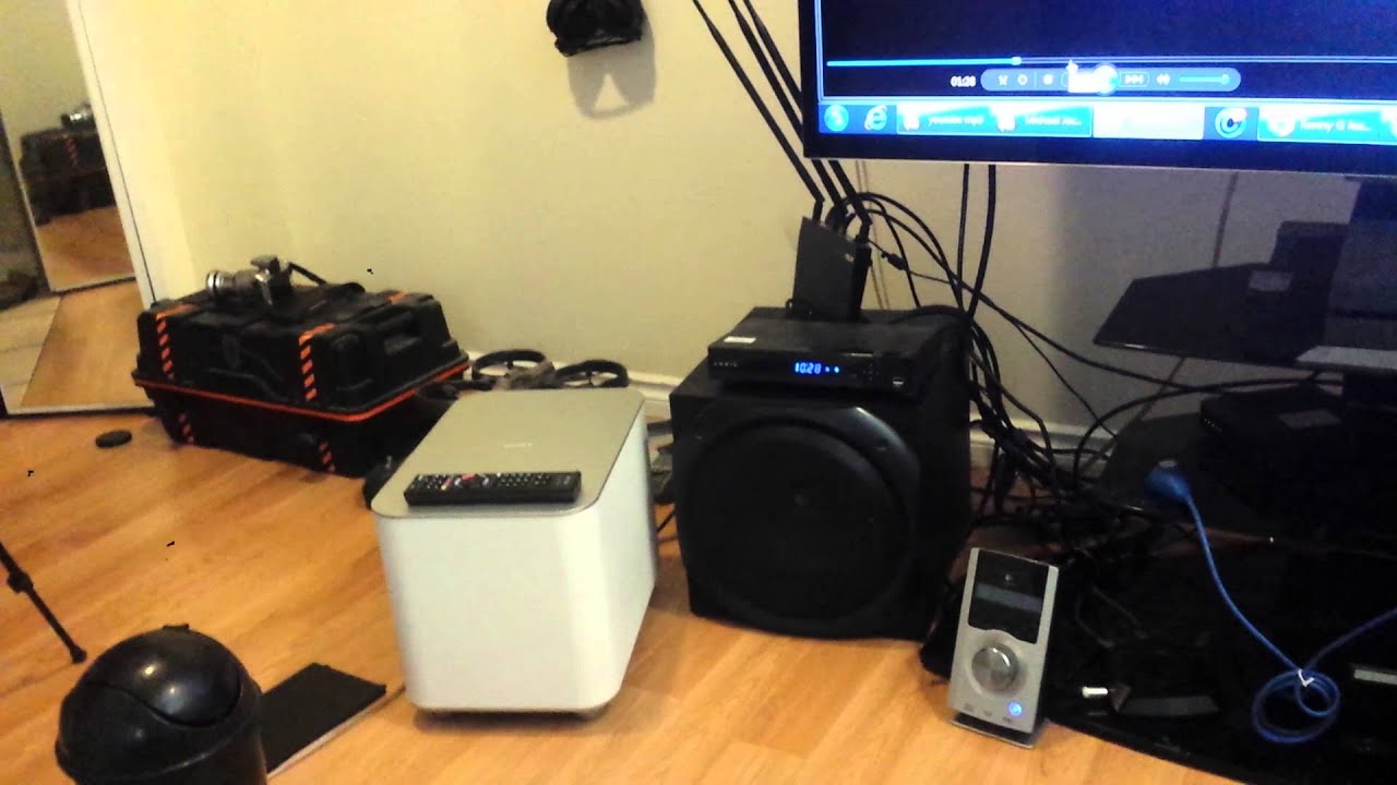 Sony wireless sub swf-br100 for Sony 4k TV test - YouTube