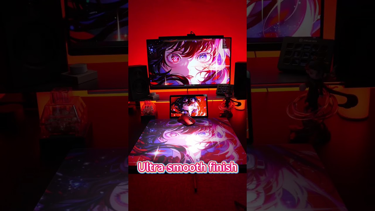 ATK Crimson Micro-Etched Tempered Glass Mouse Pad — ultra-smooth