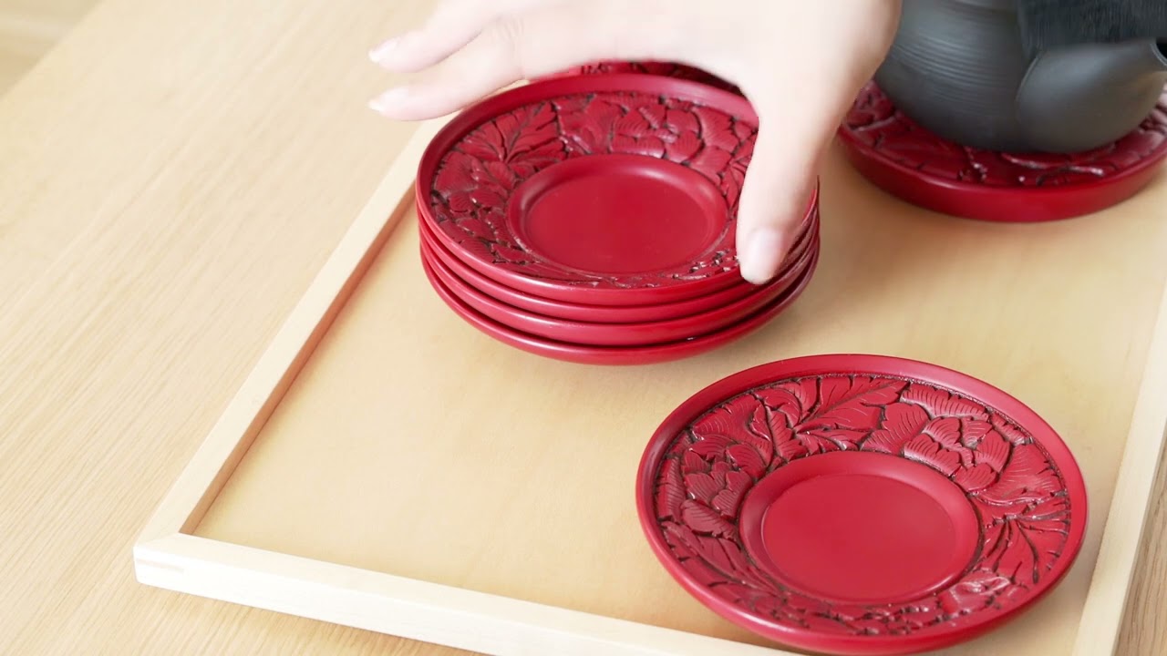 村上木彫堆朱 藤井漆工 茶托 伝統工芸品 木製 コースター | MUKU工房