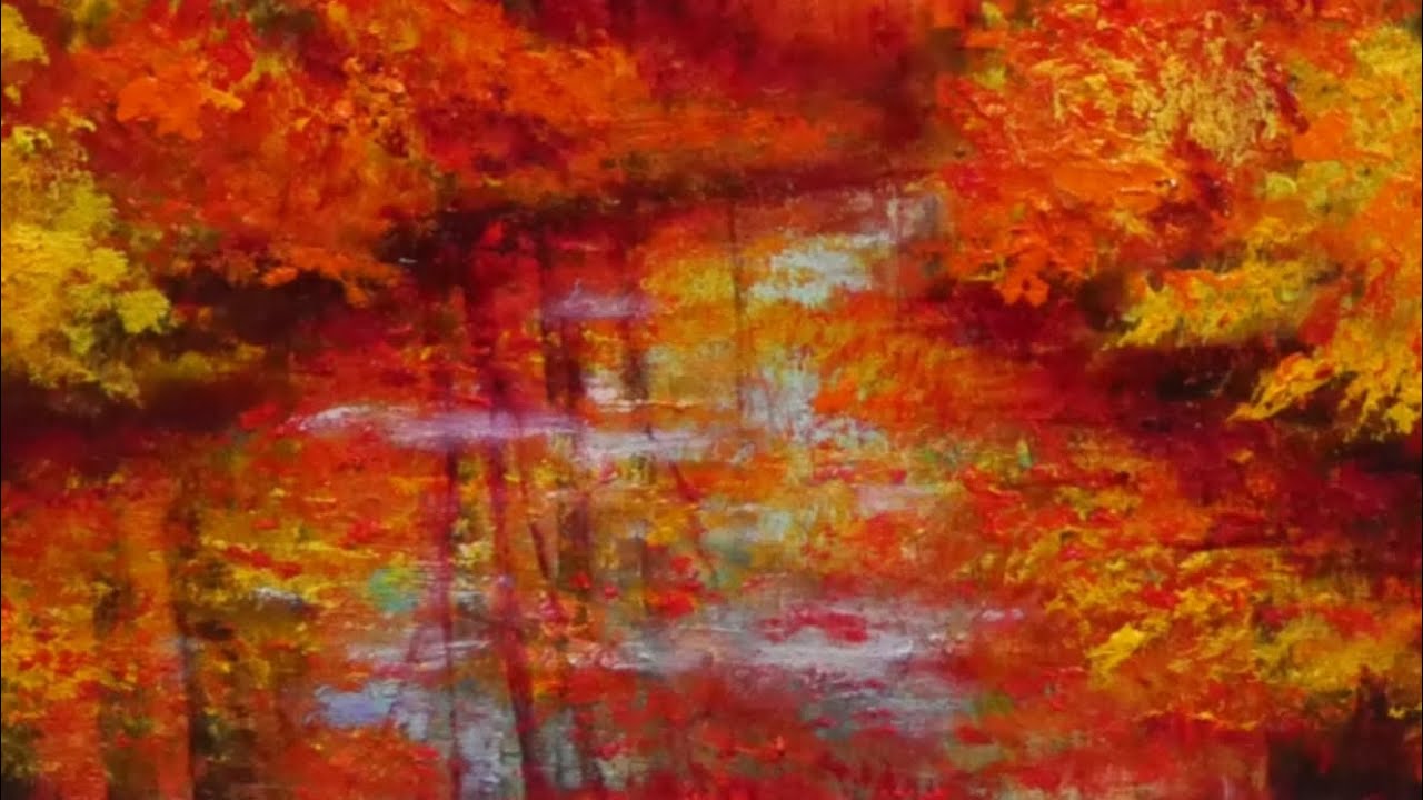 昭和レトロ 秋 紅葉 奥入瀬 雑木林 風景画 油絵 油彩画 アート 絵画 油絵