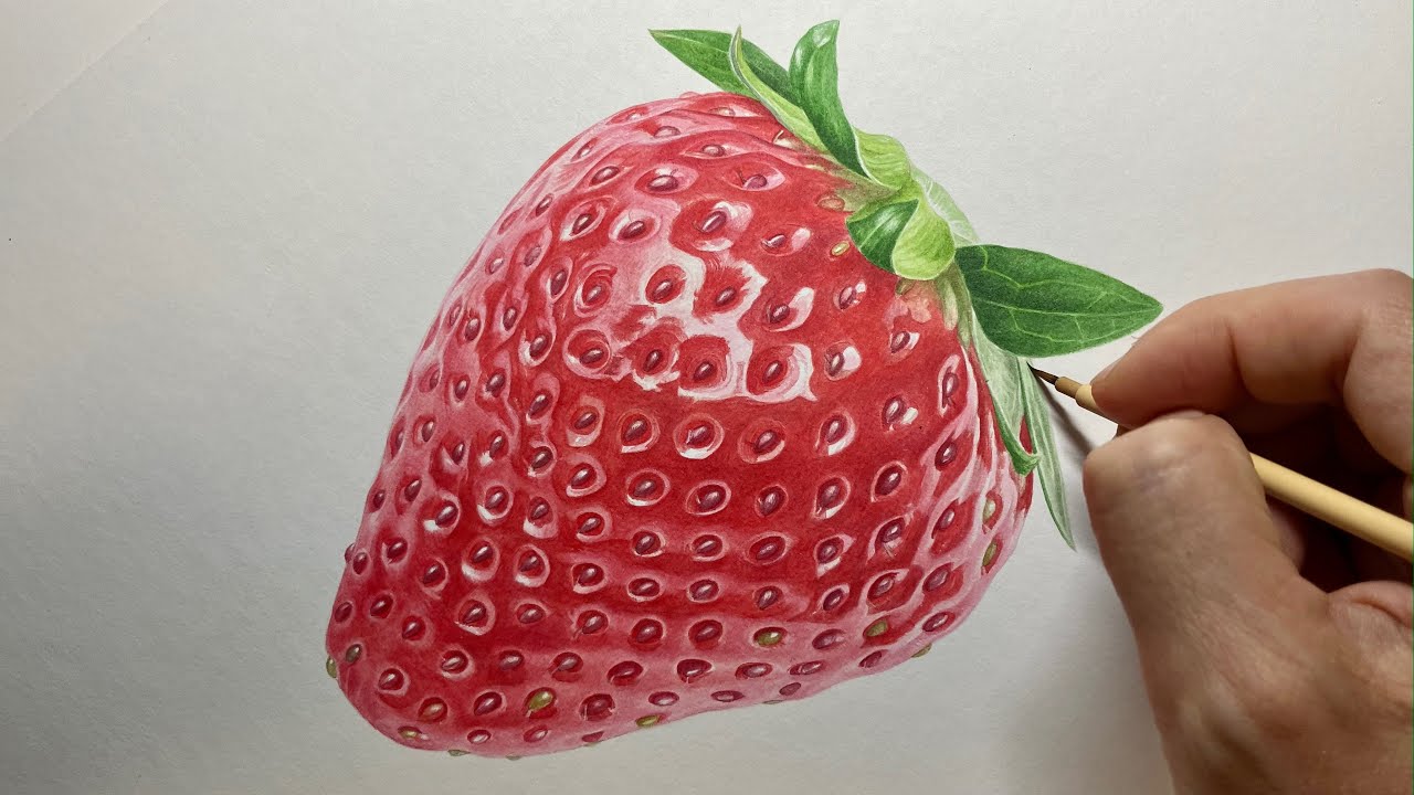 イチゴを描く】Paint a strawberry / Time lapse 52 - YouTube