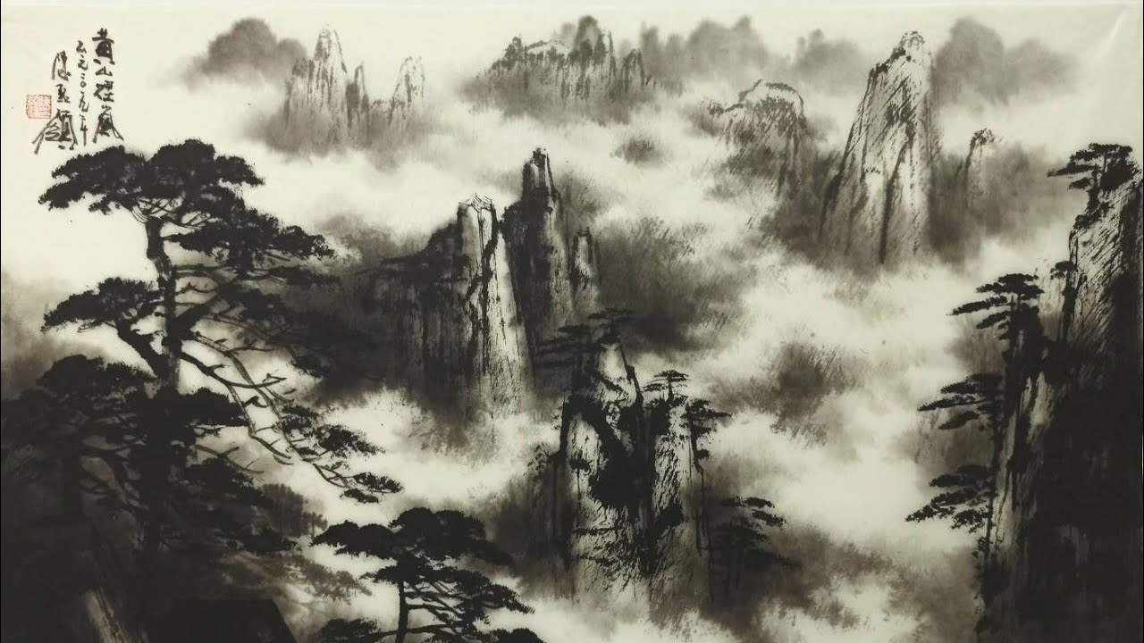中国黄實虹山、山水、水墨画