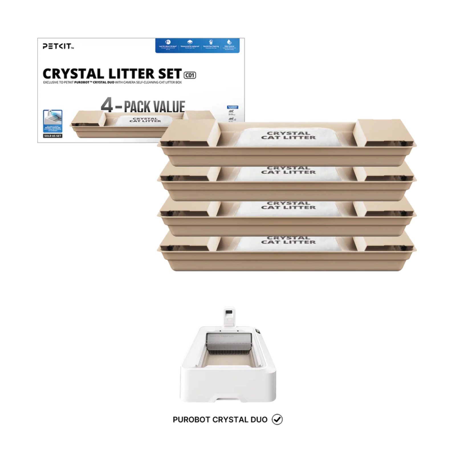 Crystal Litter Set for PUROBOT CRYSTAL DUO - 4 pcs - Accessories