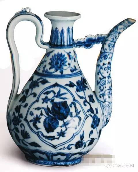 中国古玩 大明永青花松竹梅紋 三足朝天耳炉