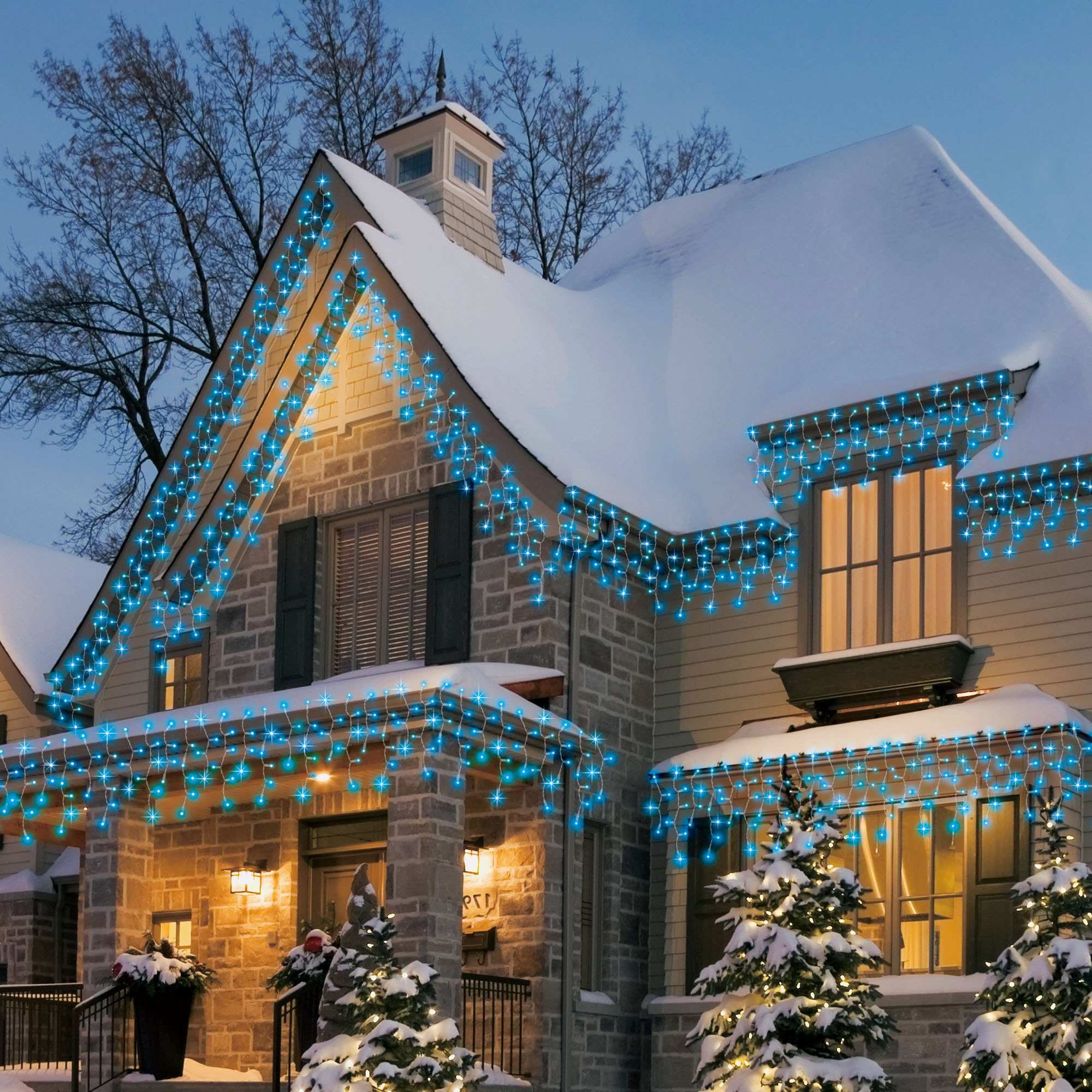 Indoor/Outdoor 200-Count LED 8 Function-Sync Icicle Christmas