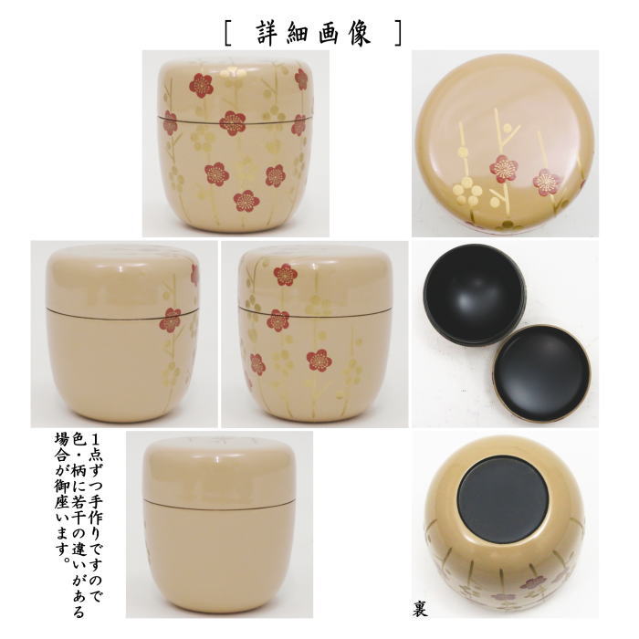 茶道具 輪島塗 中村湖彩作 白漆塗 配送 桜蒔絵 平棗 共箱 V S394 2025