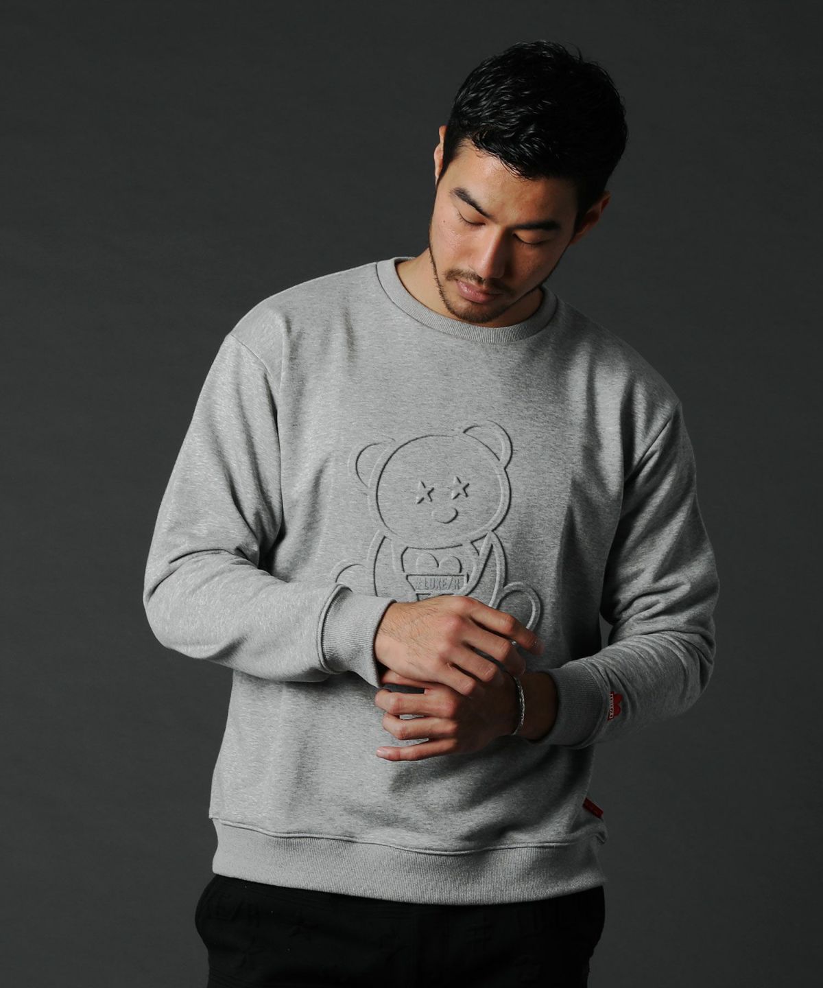 LUXE/R＞エンボス加工裏毛 BEARクルーネックスウェット | レジェス